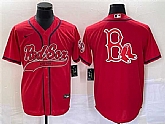 Men's Boston Red Sox Red Team Big Logo With Patch Cool Base Stitched Baseball Jersey,baseball caps,new era cap wholesale,wholesale hats